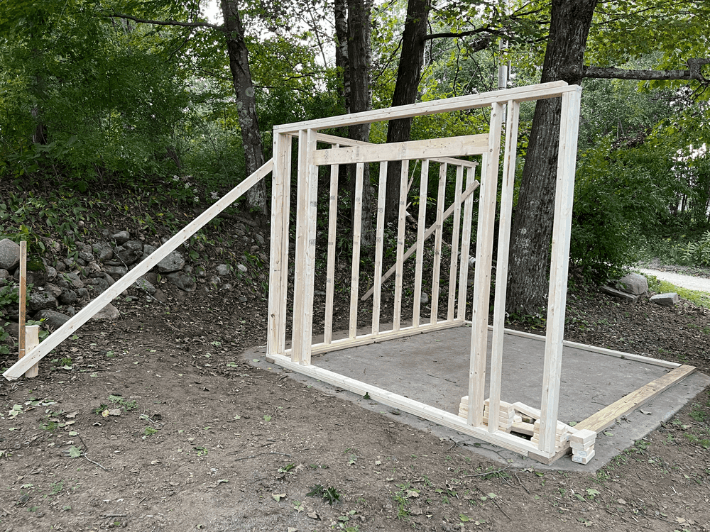 Two walls - it's an open concept shed.